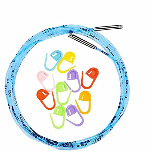 addi Cordón intercambiable para 8,9 cm (corto) de encaje de cohete y cohete, 2 puntas circulares cuadradas, reales de 134 cm, hace aguja de 150 cm, incluye 10 marcadores de punto Artsiga Crafts