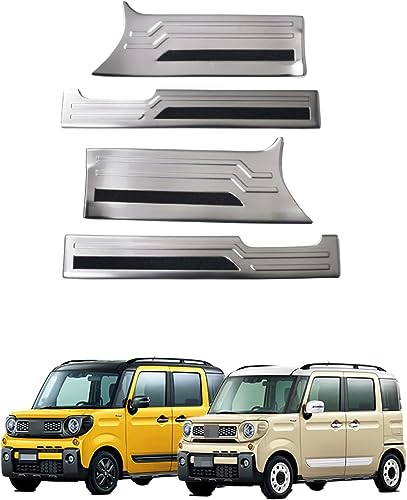 【FlowerGarden】スズキ ワゴンR スマイル MX91S MX81S 2021年9月〜 サイド スカッフプレート ステップガード ステップカバー 汚れ ・傷付き防止 滑り止め付き 乗り降り快適 ステンレス製 ヘアライン仕上げ アクセサリー カスタ