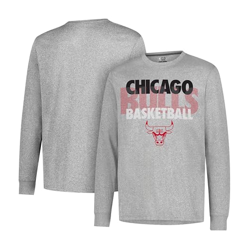 Ultra Game NBA Official Men’s Super Soft Supreme Long Sleeve T-Shirt - Unisex, Chicago Bulls, Heather Gray, Large