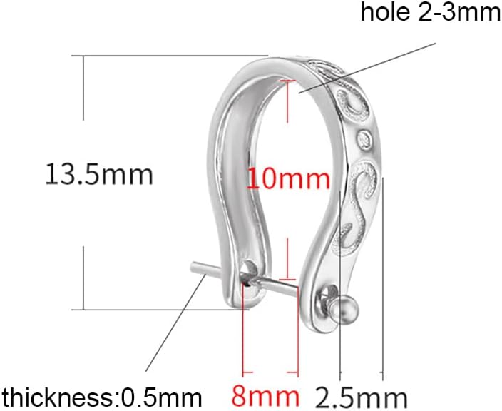 2pcs 925 Sterling Silver 13.5mm Pendant Bails with Ball Pin U Shape Charm Bead Pendant Connector for Necklace Jewelry DIY Craft Making