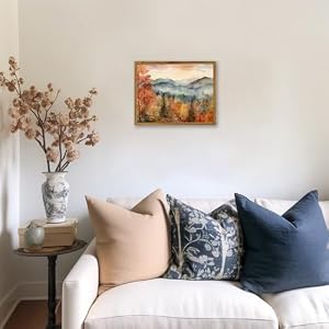 KBKBART Framed Vintage Wall Art for Living Room Bedroom Decor Retro Autumn Watercolor Country Landscape Canvas Painting Farmhouse Decor Wall Art Rustic Fall Bathroom Wall Decor Vintage Room Decor8x10