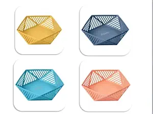 BIGXEN Modern Geometric Design Fruit Bowl for Kitchen Hexagonal Fruit Bowl for Kitchen Counter, Basket for Fruits, Vegetables (3)