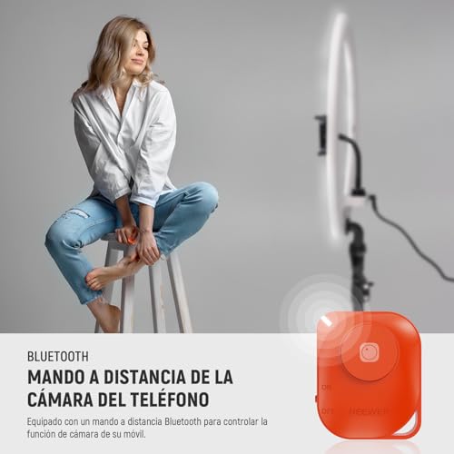 Miniatura 6 de Neewer Aro De Luz Profesional Con Soporte Y Soporte Celular,18in Ultra Delgado,45w Tlci98, Disparador Remoto Y Control App,Anillo Iluminación Suave Para Maquillaje Live Stream Tiktok,Rp18b Pro Blanco