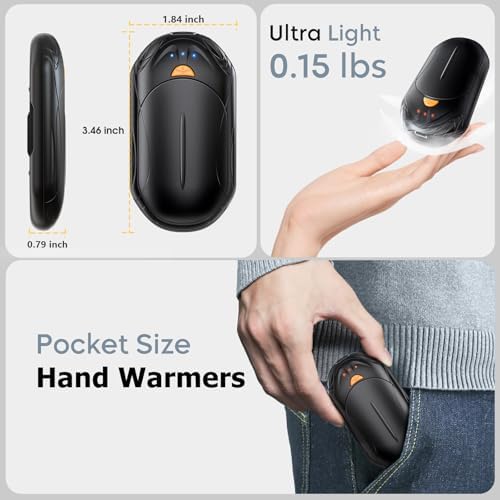 AI Hand Warmers Rechargeable 2 Pack, 20Hrs Long Safe Heat, AI Smart Chips Electric Hand Warmers, Portable Pocket Heater, Gifts for Christmas, Outdoor, Golf, Hunting, Camping Accessories - 4