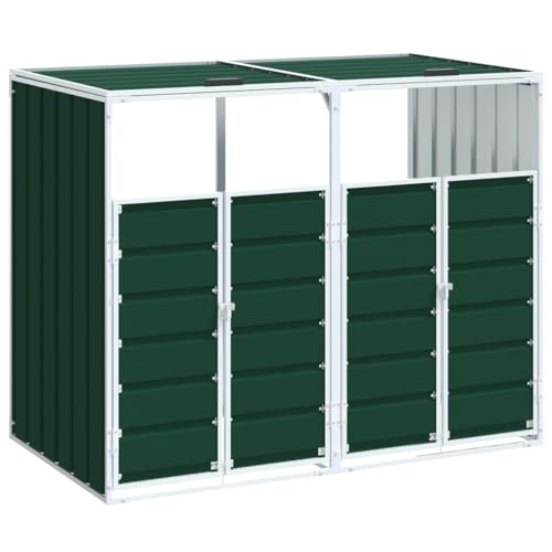 Rangement de poubelles pour deux bacs en acier résistant aux intempéries de jardin