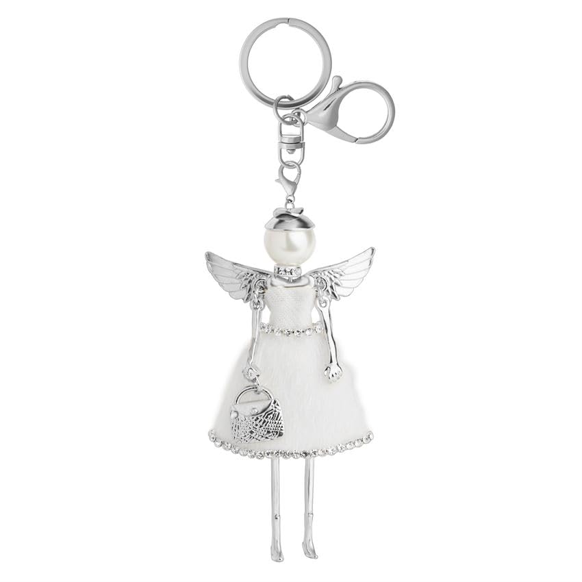 Coco + Carmen Charming Ladies Key Fob Chain + Bag Charm, 5.5-inch Length, Angel, Women Key Organizer Accessories, Angel, 5.5" Length