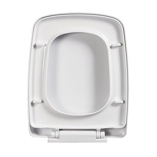 Asiento de Inodoro Cuadrado Blanco, 45 x 36 cm, Cierre Suave, fijación Superior, Material PP con Fijaciones Ajustables, Tapa de Inodoro Rectangular de liberación rápida.