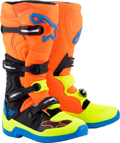 Alpinestars 2015015-4755-14: Tech 5 Boots Blue/Orange/Yellow Fluo Sz 14