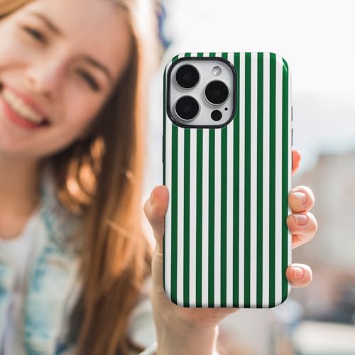 Coque iPhone 15 Pro Max vert rayures en TPU rigide antichoc