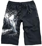 Black Premium by EMP Herren Schwarze Badehose mit Print 4XL