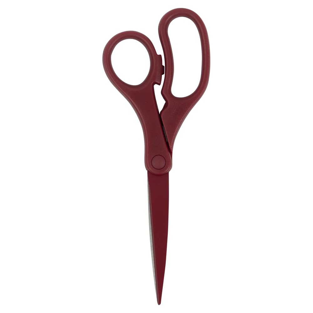 JAM PAPER Multi-Purpose Precision Scissors - 8 Inch - Burgundy - Ergonomic Handle &amp; Stainless Steel Blades - Sold Individually