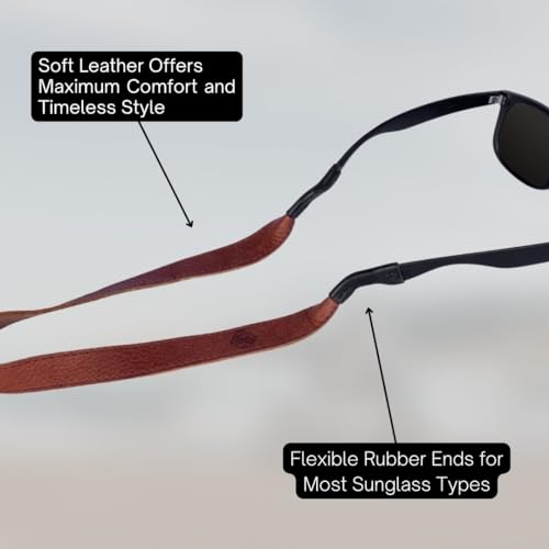 Image of TETHER STRAPS Original Leather Sunglass Strap | Full-Grain Leather with Suede Backing, 17.5 inch Length | Fits Most Frames
