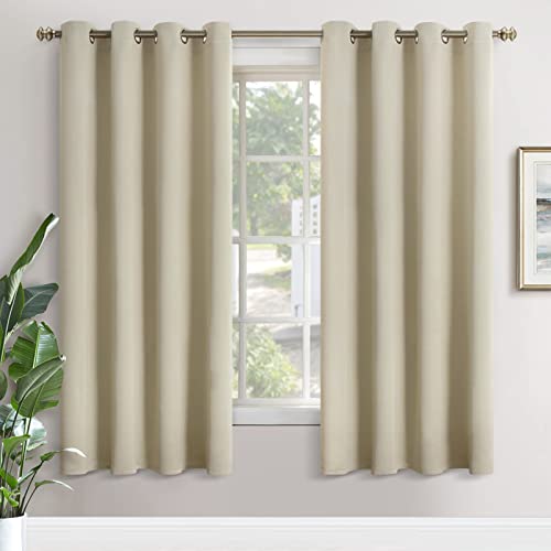 Image of YoungsTex Beige Blackout Curtains 72 Inches Length for Bedroom - Thermal Insulated with Grommet Room Darkening Drapes for Living Room Privacy Sliding Door, 2 Panels, 52 x 72 Inch