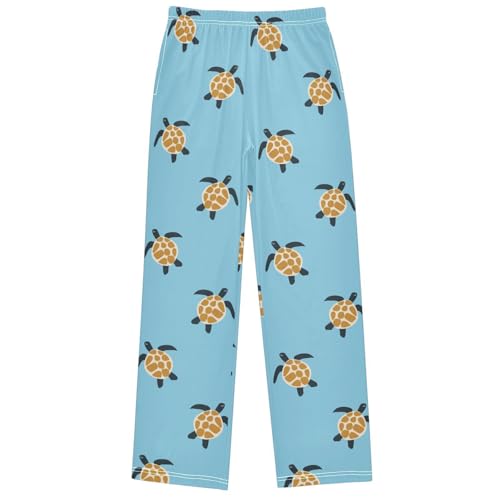 Boy's Pants Brown Turtle in Blue Sea Jogger Pants Elastic Waist Long Bottoms Trousers with Pockets 6-14 Years