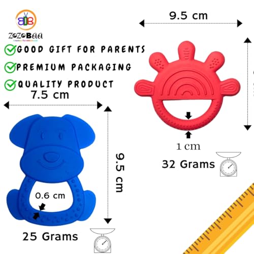Image of Cute Shape Soft Silicone Teether for Baby Gums, Teething Toys for Babies, BPA Free, Pain-Relief, Non-Toxic, 100% Food Grade, Soothing, Easy to Grasp Chewable - Rhino+Hand+Dog (Pack of 3)