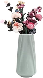 1 Pcs Plastic Vase for Flowers, Nordic Style Vase, Vases for Living Room Modern, Cylindrical Vase, Decorative Vase for Home Decor, Living Room, Bedroom and Mantel, 30.5 cm/ 12 inch Tall(Green)