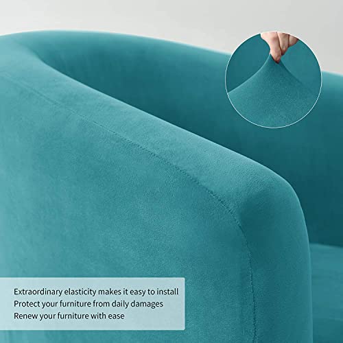 Funda para silla de club elástica lavable de terciopelo protector para sofá GEOCANG turquesa 7