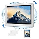 SUNMICCUY Shower Tablet Holder With Anti-Fog HD Touchscreen, Ultralight Waterproof iPad Mount, 2 Wall Stickers, Compatible With Tablets and iPhones Under 11'', White