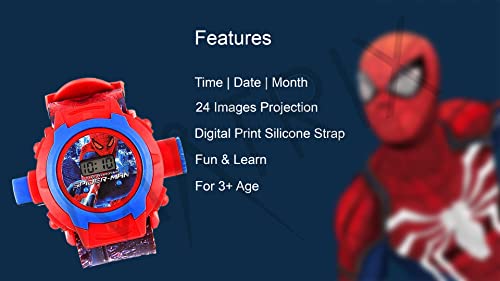 Matrix Kids Edition Spiderman/Barbie/Ben 10 / Marvel Avengers Digital Watch with 24 Image Projection (Boys & Girls) - Image 2