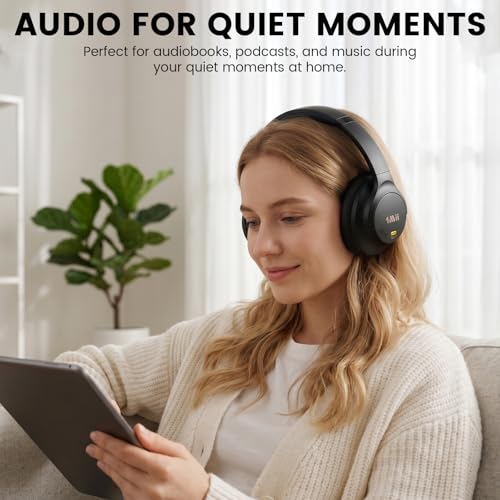 Image of 1Mii Y8+ Noise Cancelling Headphones Bluetooth 6.0 Over-Ear Wireless, Black | Hybrid ANC, 100 hrs Playtime, Comfortable, LDAC Hi-Res Audio, Deep Bass, Custom EQ via APP for Airplane & Travel