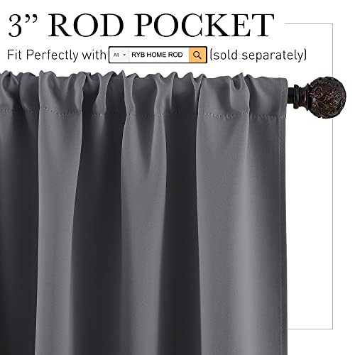 Ryb Home USRYBRPTIER2-4236B01 Short Curtains Gray Half Window Curtains For Bedroom, Privacy Curtain Tiers For Windows, Energy Saving Curtain Tiers For Bathroom Shades, Wide 42 X Long 36 Inches Per Panel thumb #1