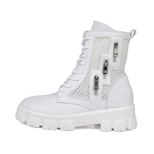 Men's Motorcycle Boots Comfortable Leather Combat Boots Men's Lace Up Side Hollow Out Breathable Bicycle Boots Men's Classic Casual Boots2