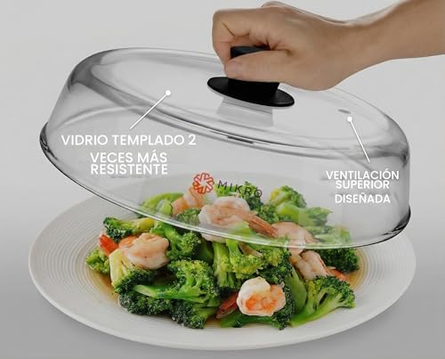 Tapa de vidrio para microondas de borosilicato resistente con válvula de vapor 3