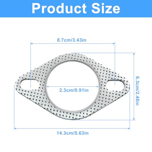 Image of 2PCS 2.5 inch Car Exhaust Gasket, 2-Bolt Manifold High Temp /High Sealing Flange Car Accessories Exhaust Converter Gasket