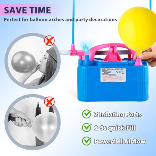 Inflador eléctrico de globos Party Zealot con boquillas duales y medidor para globos, enchufe estándar US, ideal para decoración de fiestas miniatura 4