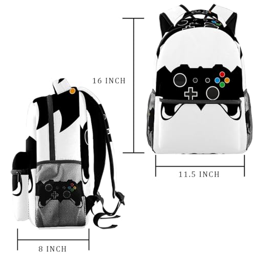 Black Gamer Controller School Backpack for Boys, Lightweight Bookbag Backpack Purse for Men2