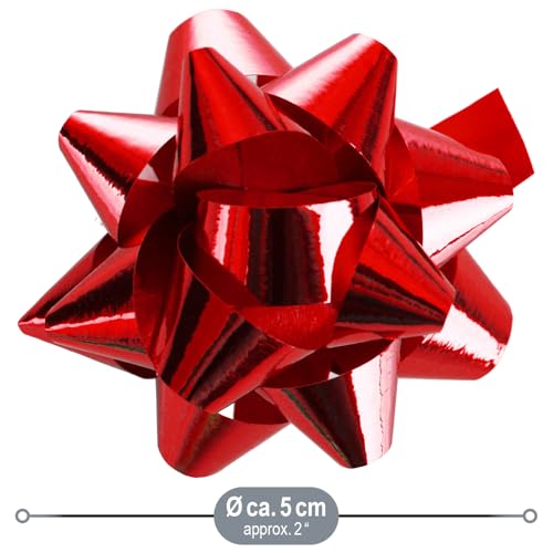 COM-FOUR® 100x Geschenkschleife in tollen Farben - selbstklebende Fertigschleife zur Dekoration von Geschenken zu Weihnachten und Hochzeiten (100 Stück - Glanz - 4 Farben)