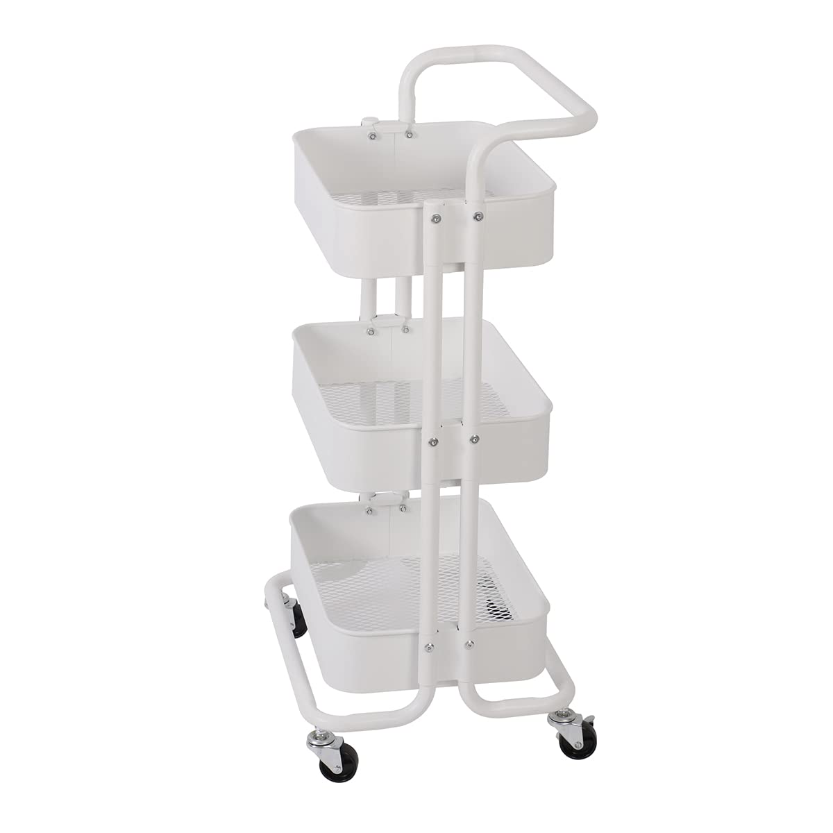 T-LoVendo Carro De Cocina Metalico con Ruedas. Carrito Auxiliar Multiuso.3 Cajones de Almacenamiento. 85x43x37cm. Ideal para Frutas, Verduras, Cocina, Salón, Oficina. Color Blanco