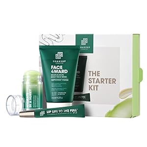 Shakeup – 3-Piece Starter Kit, Mens Skincare Gift Set, Daily Face Wash, Hydrating Moisturiser Stick and Plumping Lip Gel