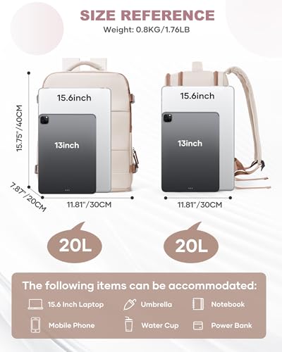 Image of coowoz Travel Backpack Carry On for Women Man Gym Backpacks with Laptop Compartment Mochila de Viaje Teacher Personal Item Backpack Airplane Accessories Must Haves Beige Brown 20L