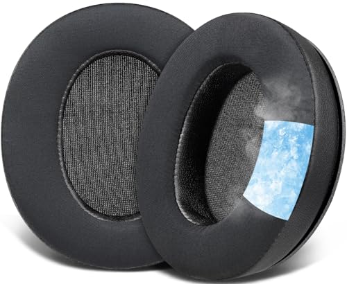 SOULWIT almohadillas de gel refrescante para auriculares KRK KNS6400/KNS6402/KNS8400/KNS8402, cojines de tela de seda de hielo duradera, espuma aislante de ruido - Negro miniatura 1