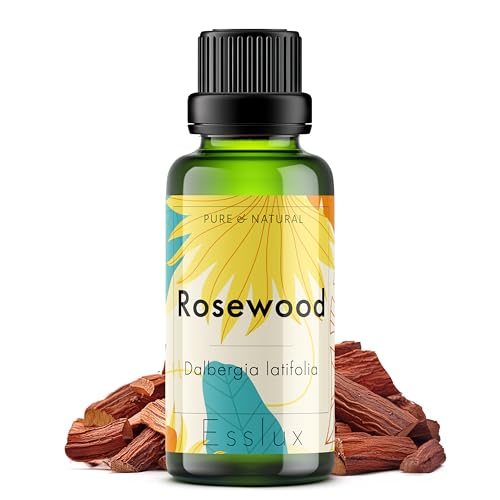 Image of Esslux Rosewood Essential Oil - 100% Pure Natural Rosewood Oil for Aromatherapy, Skin & Hair | Invigorating Scent for Diffusers & Soap Making | Promote Relaxation & Well-Being (60ml)