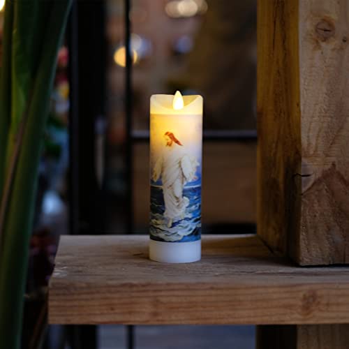 Nonno & Zgf Moving Wick Flameless Candle God Jesus, Real Wax, Religious Prayer Devotion Candles Gift, Battery Operated With Remote Timer Function #TOP1
