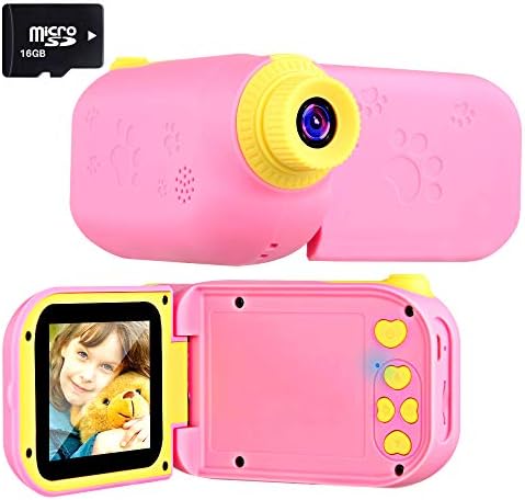 Kids Camera Camcorders 2.4 Inch Screen 8MP HD Magic Wand Creative Kids Camera For Kids Shockproof Handheld Children Selfie Toy Camera Best Gifts For 3-12 Years Old Kids (16GB SD Card Included) (Pink1)