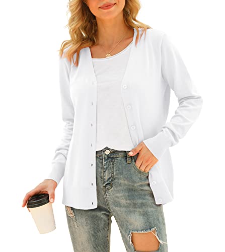 Image of VIISHOW Women Long Sleeve Button Down V Neck Lightweight Basic Knit Sweater Cardigan