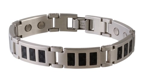 Sabona Black Carbon Fiber Stainless Magnetic Bracelet, Medium, 1 Count