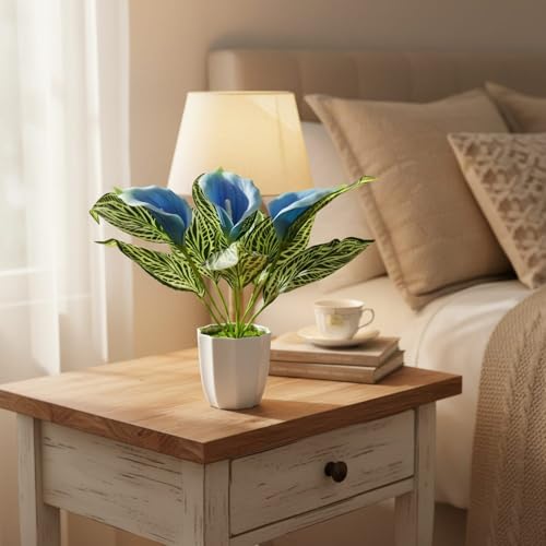 Image of fancymart Artificial Calla Lily Plant with Pot - 30 cm Height Decorative Flower Leaves (Pack of 1) | Realistic Faux Plant for Home & Office Decor | Table, Shelf & Desk Decoration