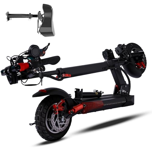 800W Brushless Motor Foldable Electric Scooter Adults - 10' Off-Road Sport Scooters, 40-45KM Adult Electric Scooter Long Range, Aluminum Alloy Adult Scooter with Front & Rear Suspension