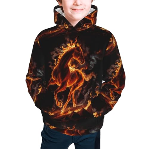 Fire Horse Kids Pullover Hoodies Boys Sweatshirts Girls Athletic Clothes with Pocket2