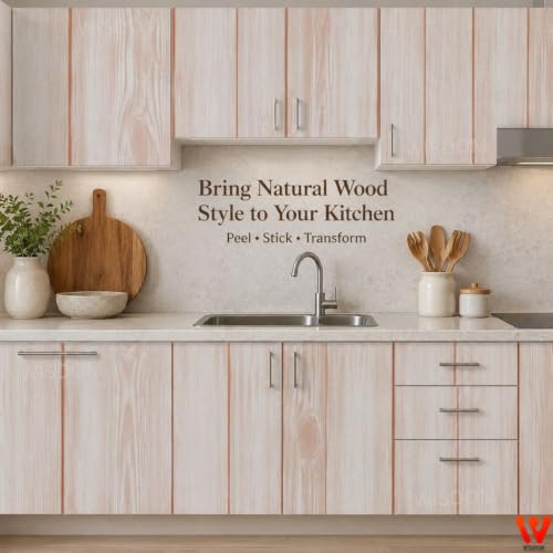 Image of WISDOM Plank Wood Wallpaper Peel and Stick, Waterproof Self-Adhesive Removable Thick Vinyl Contact Paper for Cabinets, Kitchen, Bathroom, Desk, Table & Furniture 12x48 in, Terrcotta Wood
