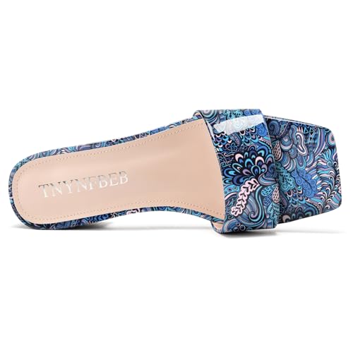Image of TNYNFBEB Womens Chunky Block Low Heel Open Square Toe Sandals Mules Shoes Slip-on Prom Party Dress Patent Leather 1.4 Inches Heels