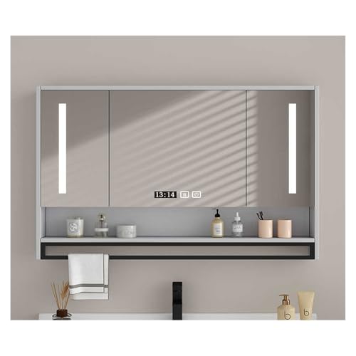 lusterko kosmetyczne, Funkcja odmgławiania, materiał z litego drewna(Grey,120 * 70cm/47.2 * 27.5in)