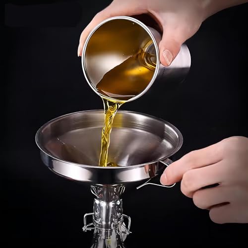 Voxmude Kitchen Funnel For Filling Bottles, 5 Inch 18/8 Stainless Steel Funnel, Metal Cooking Oil Food Funnel With Strainer And 200 Fine Mesh Filter For Fryer Oil Grease Juice Milk thumb #6