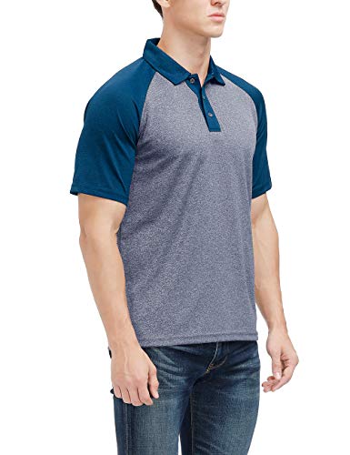 Men's Casual Short Sleeve Golf Polo Contrast Color Patchwork Pique Shirts Tops(Royal Blue-Blue,L) #TOP1