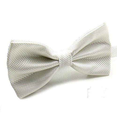 Men bow tie solid polyester neckwear - White (Pearl) Color
