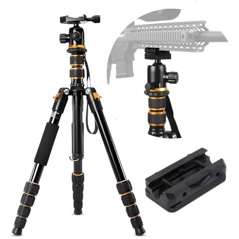 HIGOO Aluminum Rifle Tripod Shooting Stick Gun Rest Stand Compatible with 20mm Picatinny Waver Rail for Hunting & Shooting, 21-63 Inches Cover